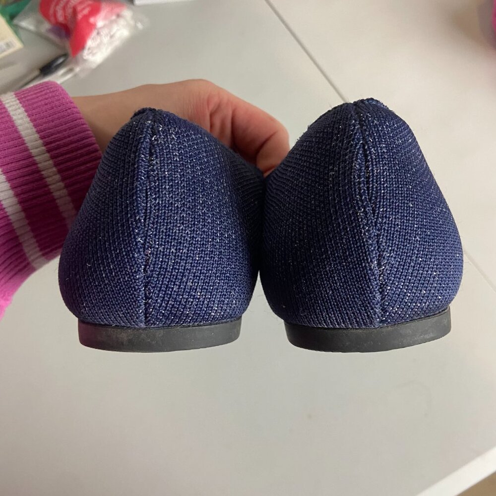 Hush Puppies Bounce Shoes Size 8.5 Sadie Knit Ballet Flat Navy Blue Metallic - Picture 8 of 9